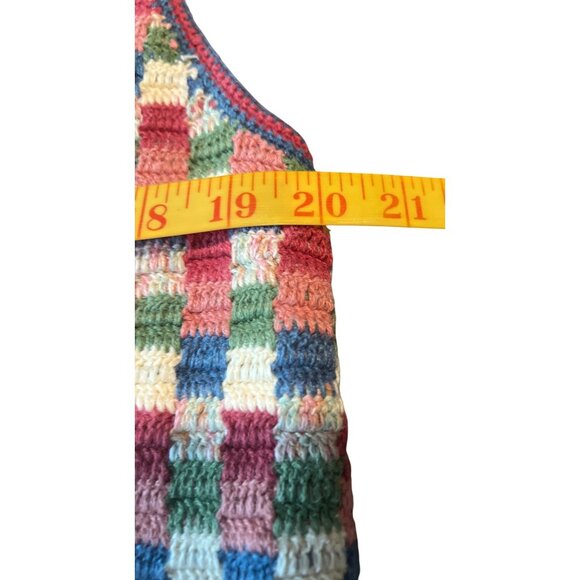 VTG Koret City Blues Embroidered Cotton Blend Vest Sweater Women M Checkered - Picture 4 of 7